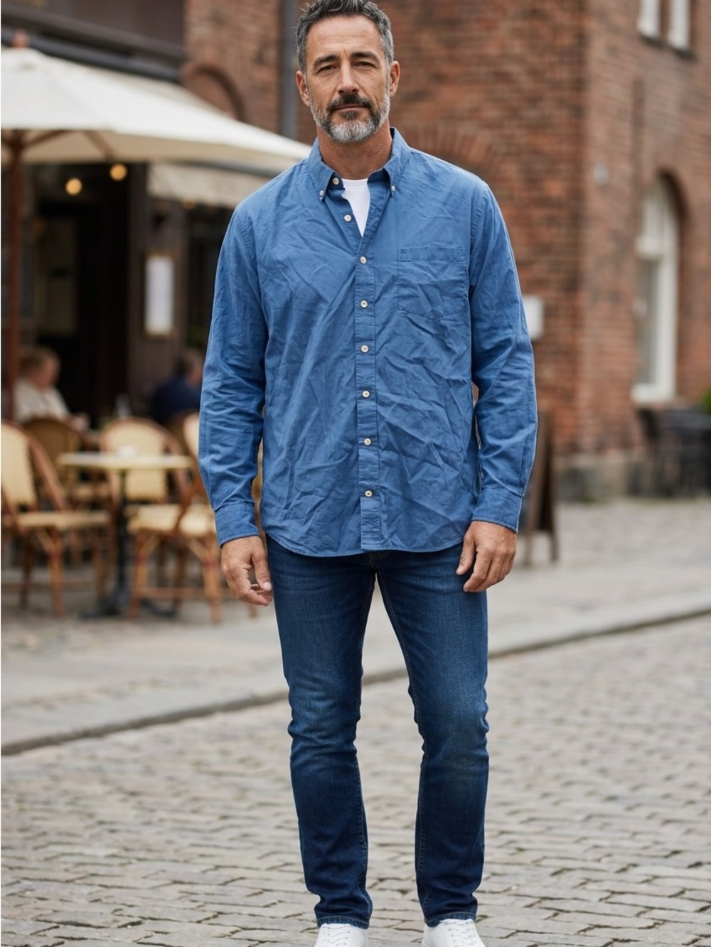 Izod Blue Long-Sleeve Button-Down Dress Shirt